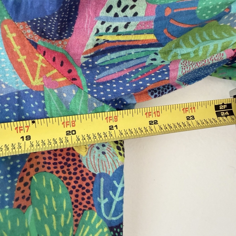 Vilagallo Womens Blouse Tropical Fruit Print Size L 44 Colorful Boho Vacation - Picture 7 of 8